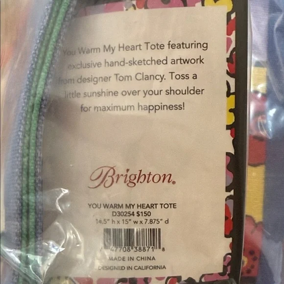 NWT Brighton You Warm My Heart Tote - Floral Love Bee Happy - Picture 8 of 8